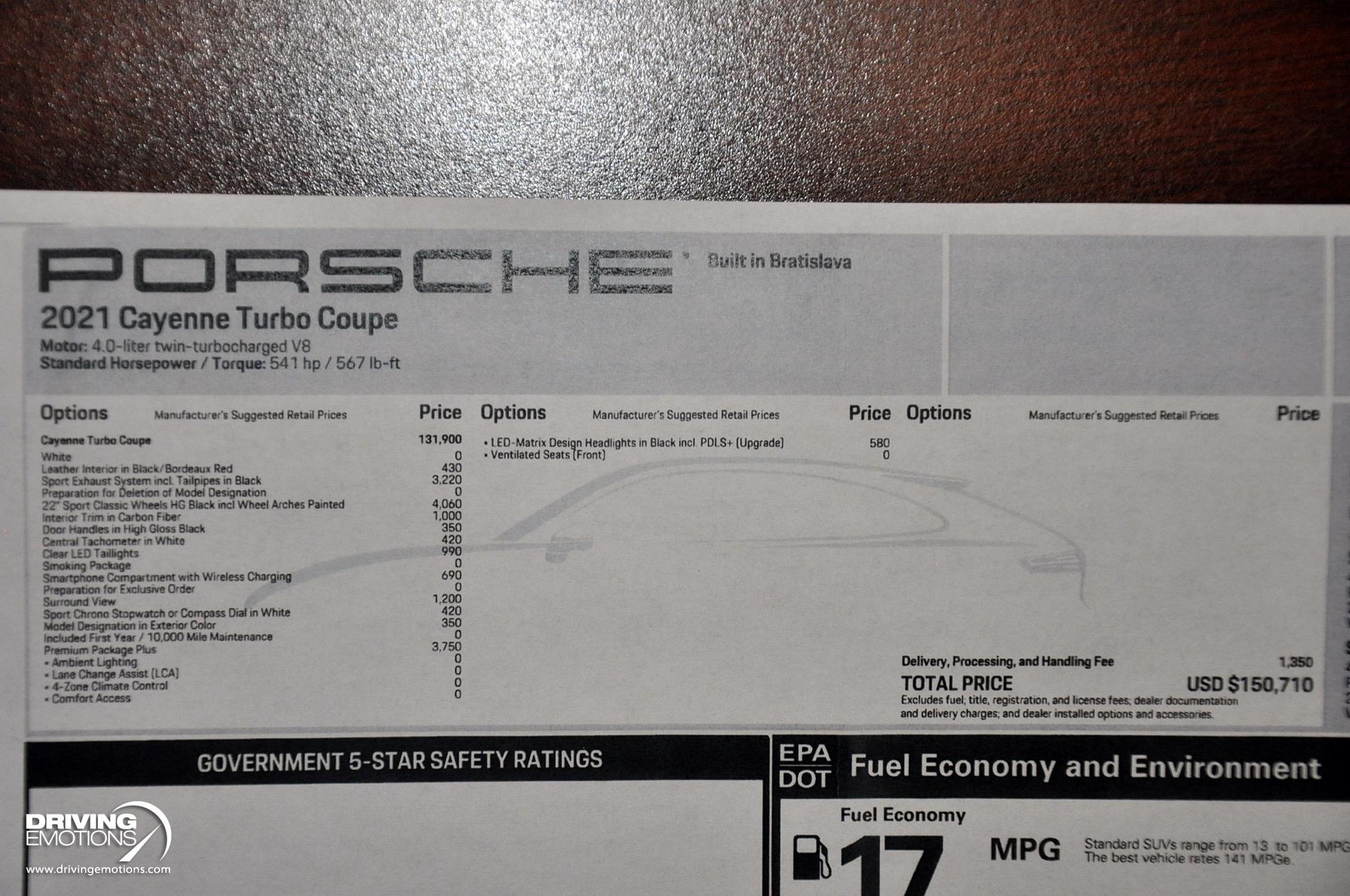 Used 2021 Porsche Cayenne Turbo Turbo Coupe WHITE/RED! LOADED!! | St. Petersburg, FL