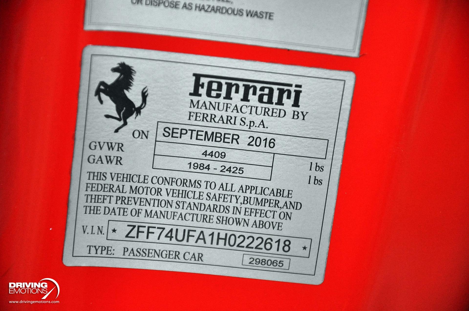 Used 2017 Ferrari F12 Berlinetta V12 FRONT LIFT! CARBON FIBER! PASSENGER DISPLAY! LOW MILES! | Lake Park, FL